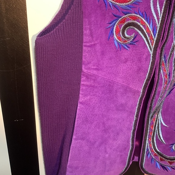 Bob Mackie Wearable Art Purple Suede Vest Womans Small Vintage Retro 90s Leather - Picture 9 of 17